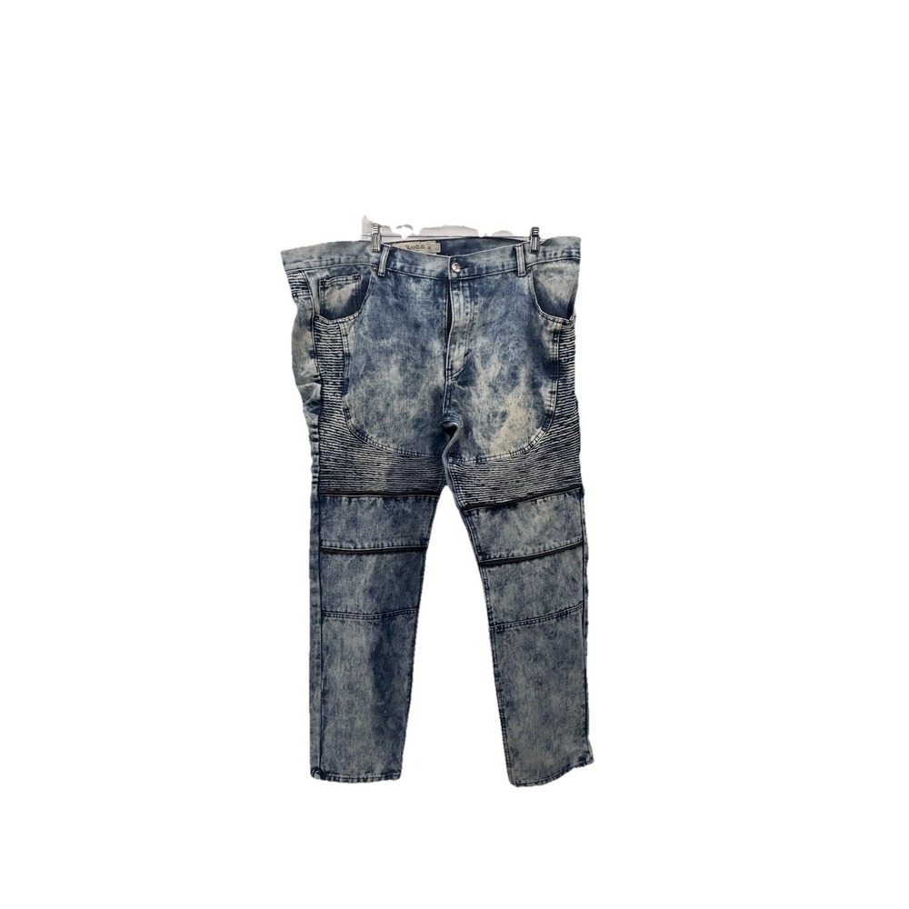 VTG Akademiks Jeanius Acid Wash Distressed Baggy Jeans, Men 40x32 Moto Jeans Y2K